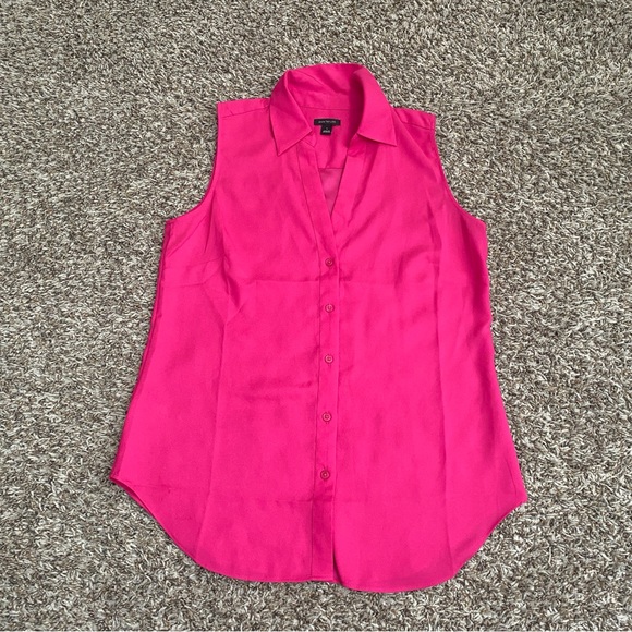 Ann Taylor Blouse Women’s S Pink Magenta Sleeveless Essential Shirt Office Work - Picture 4 of 9